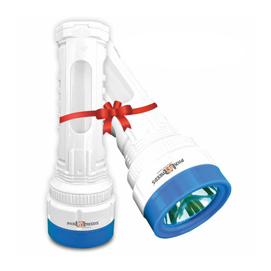 Pick Ur Needs Rechargeable Mini Torch LED 25W Flashlight Torch With Emergency Side Tube Light 5 hrs Torch Emergency Light  (Blue) Pack of 2