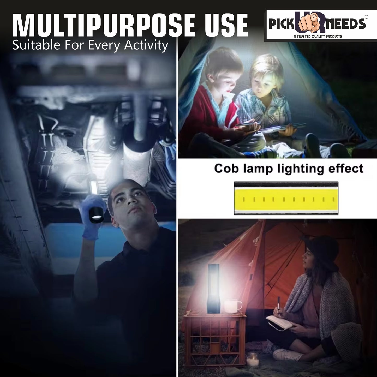 Pick Ur Needs Zoomable Mini Pocket Torch With Strong Brightness 3 Mode Light + Side COB Light 3 hrs Torch Emergency Light