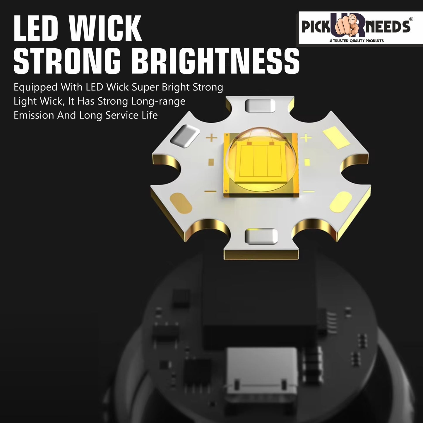 Pick Ur Needs Zoomable Mini Pocket Torch With Strong Brightness 3 Mode Light + Side COB Light 3 hrs Torch Emergency Light