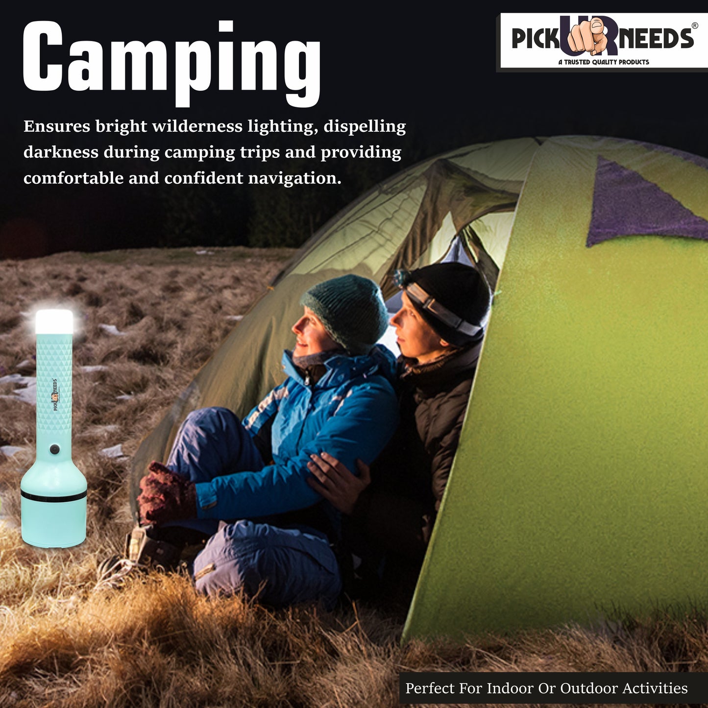 Pick Ur Needs Rechargeable Emergency Torch Light With 4 Multiple Mode Light Type C Fast Charge 5 hrs Lantern Emergency Light  (Blue)
