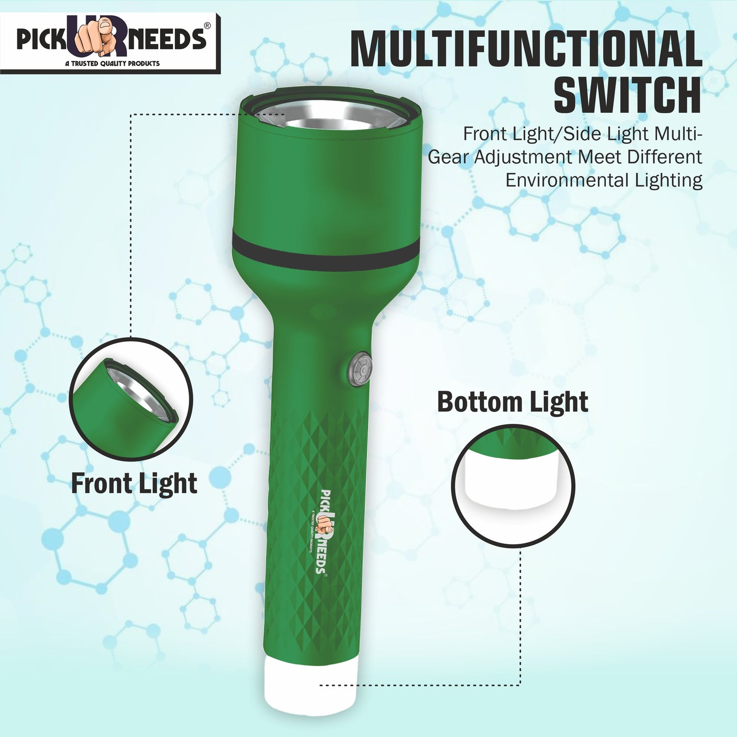 Pick Ur Needs Rechargeable Emergency Torch Light With 4 Multiple Mode Light Type C Fast Charge 5 hrs Lantern Emergency Light  (Blue)