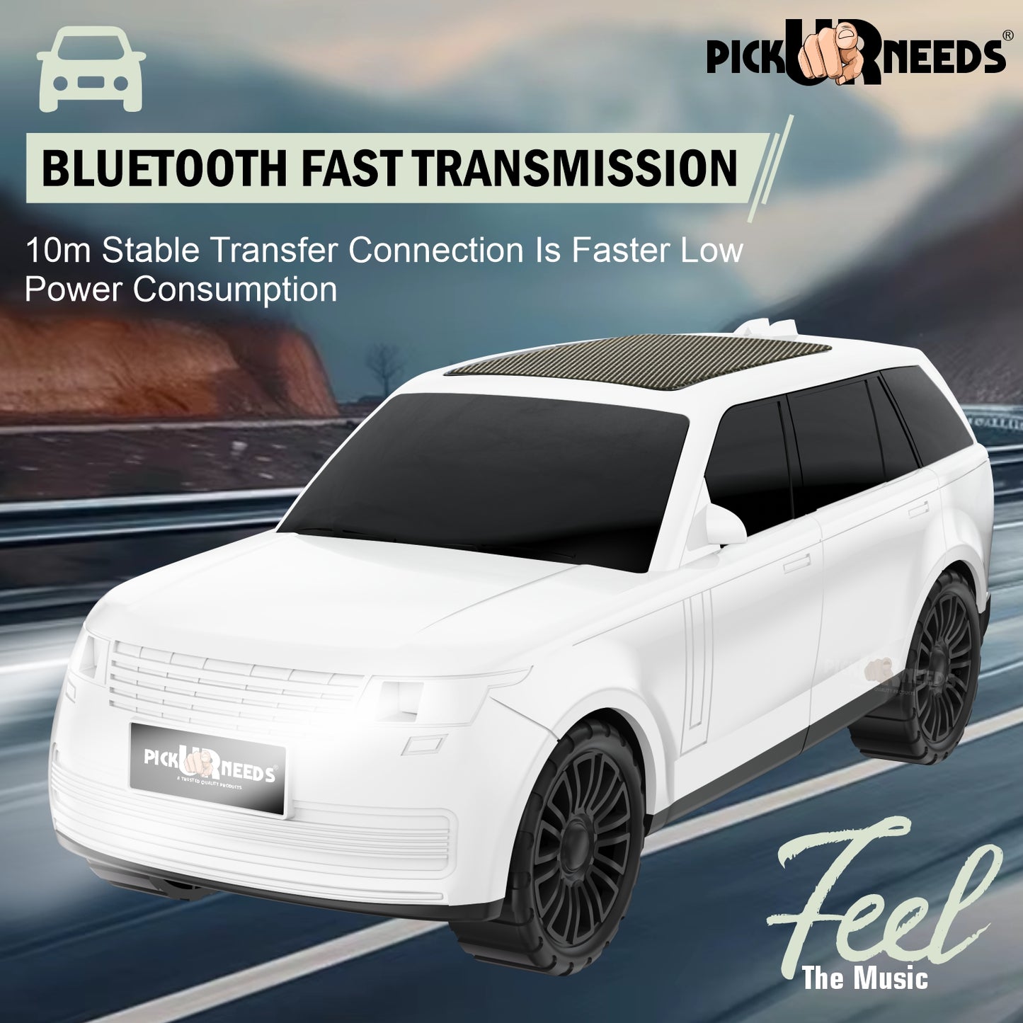 Pick Ur Needs Car Shape Wireless Bluetooth Portable Rechargeable Speaker LED Headlights  TF Card, USB, AUX, Type-C