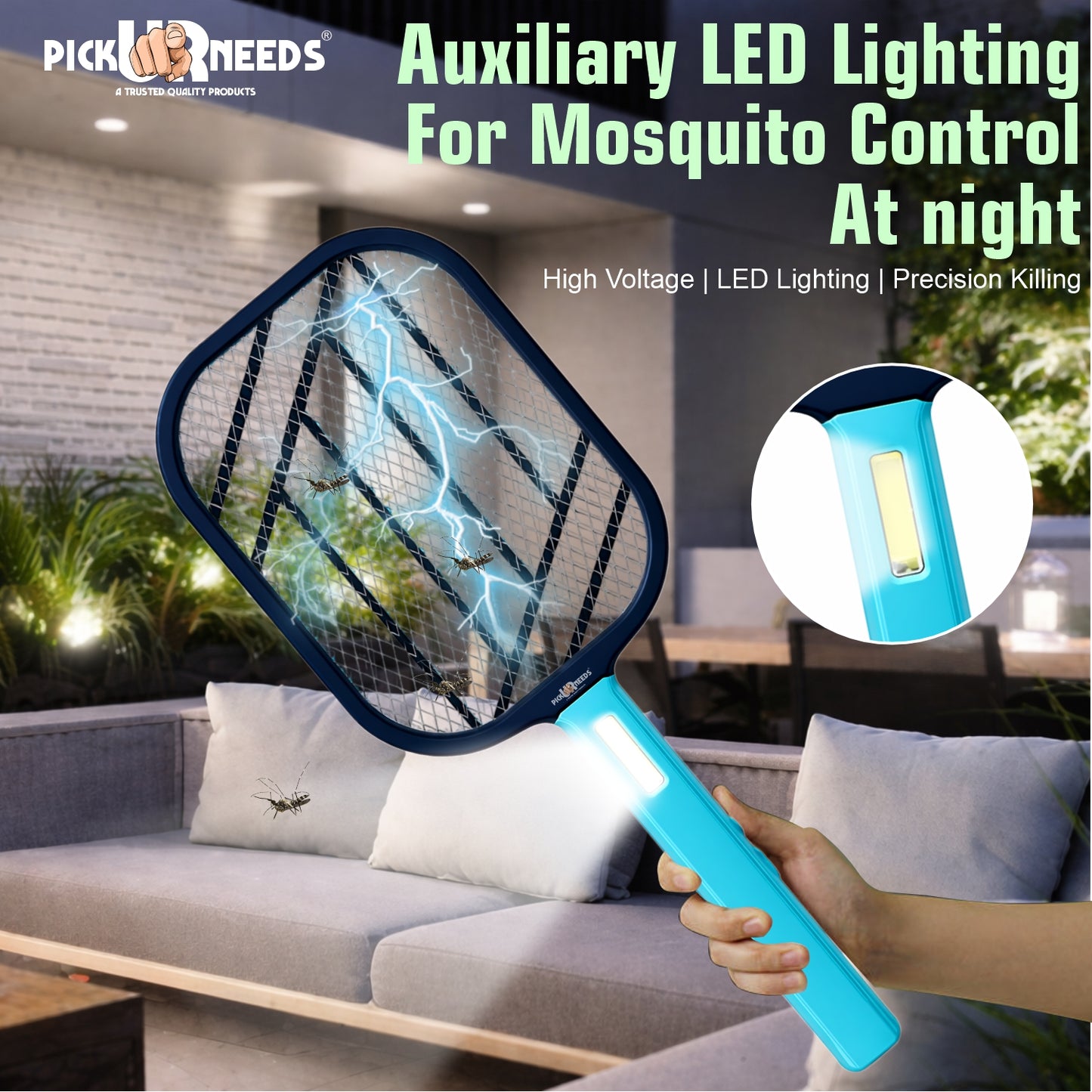 Pick Ur Needs Mosquito Bat/Racket Rechargeable Electric Insect Killer for Indoor Outdoor Use
