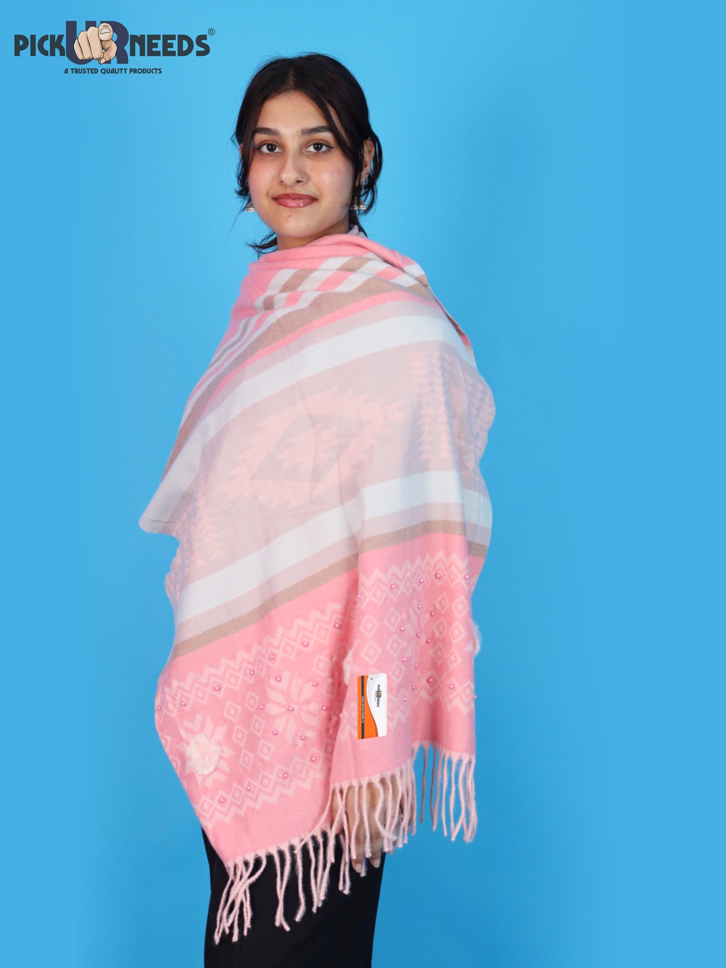Pick Ur Needs Women Winter Shawl Stole – Soft Warm Printed Wrap with Decorative Tassels, Stylish Winter Girls Scarf