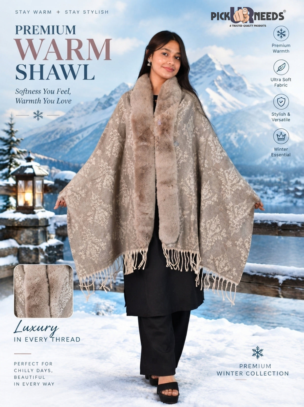 Pick Ur Needs Pashmina Self Design Women Shawl