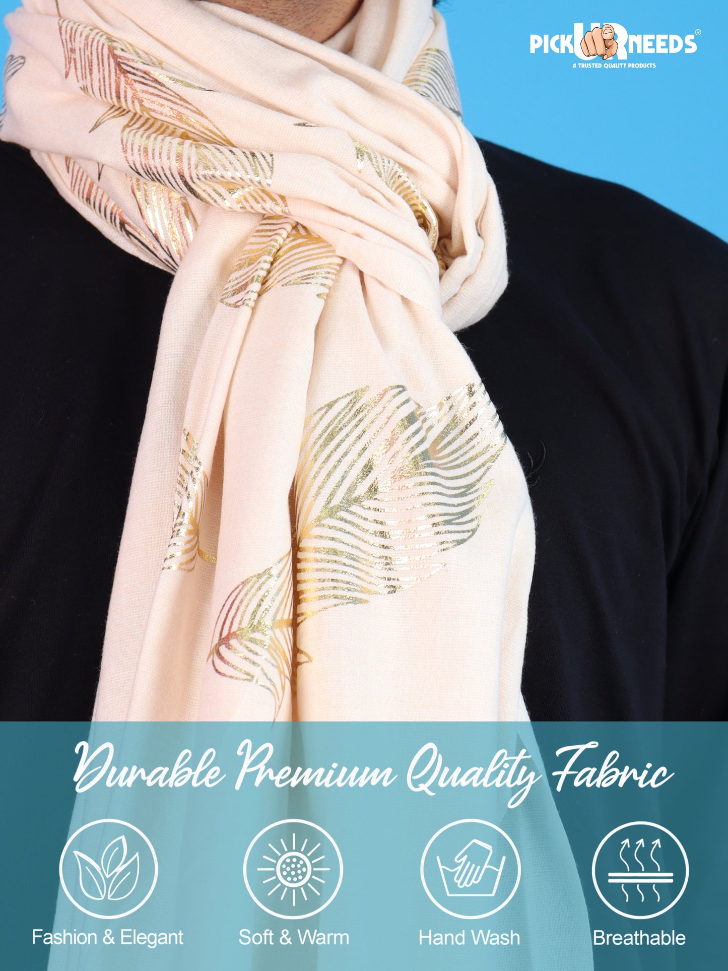 Pick Ur Needs Winter Shawl, Scarf, Stole & Muffler with Elegant Feather Print Soft Lightweight Winter Wrap for Men Stylish Scarf Stole for Kurta, Shirt For Boys