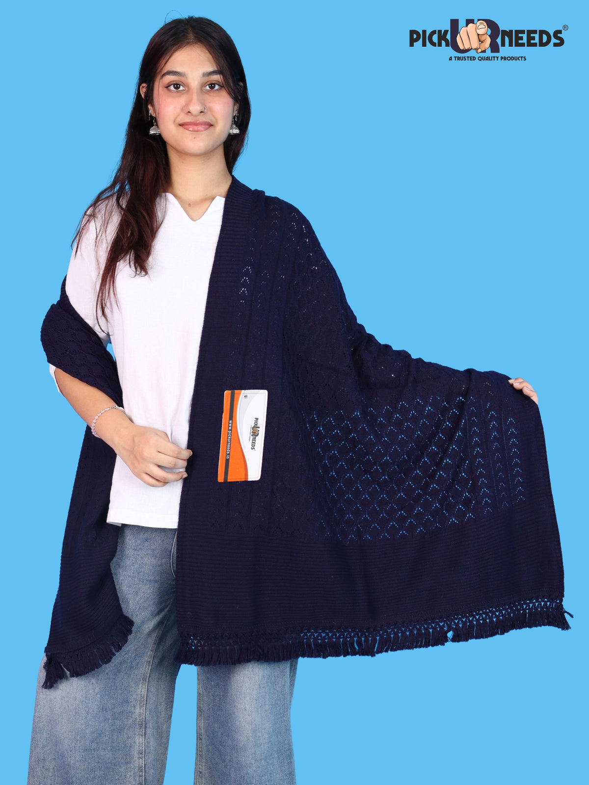 Pick Ur Needs Wool Self Design Women Shawl