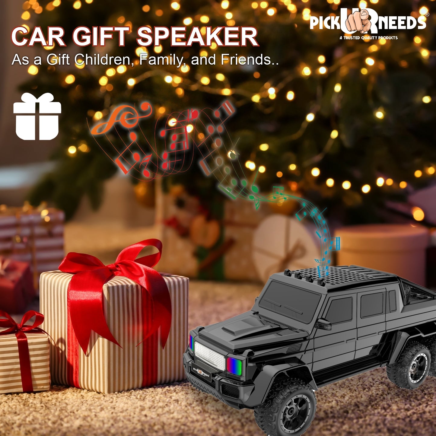 Pick Ur Needs Wireless Car Rechargeable RGB Bluetooth Speaker 12W Beat Sync Lightshow 1200mAh Battery | USB/TF/AUX/FM