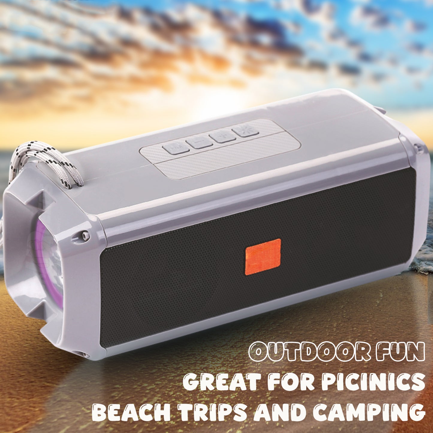 Pick Ur Needs Bluetooth 5.0 Portable Wireless Speaker with RGB Disco Light, 5 Light Modes, USB/TF Card Support & 3 Hours Playtime