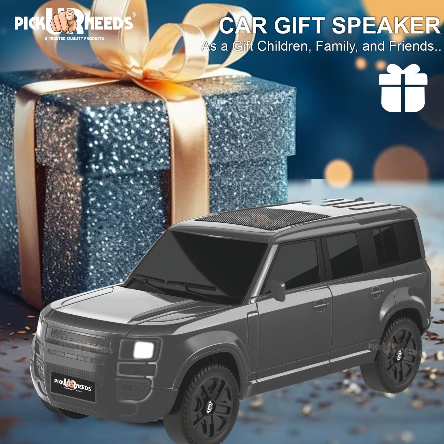 Pick Ur Needs Portable 10W Car Shape Bluetooth Wireless Speaker with Deep Bass 1200mAh Battery Support FM Radio, USB, TF Card, TWS Stylish SUV Design