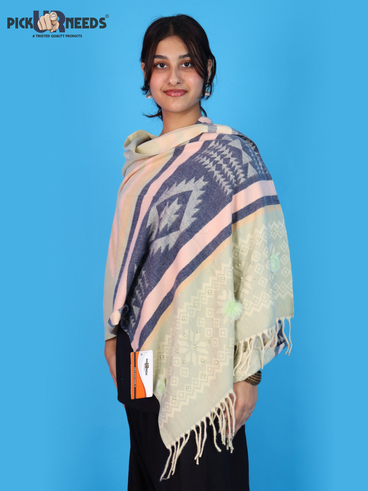 Pick Ur Needs Women Winter Shawl Stole – Soft Warm Printed Wrap with Decorative Tassels, Stylish Winter Girls Scarf