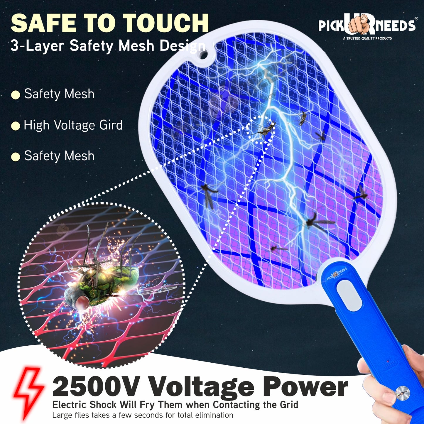 Pick Ur Needs High Power Rechargeable Mosquito Killer Bat/Racket For Indoor & Outdoor Electric Insect Killer Indoor, Outdoor  (Bat)