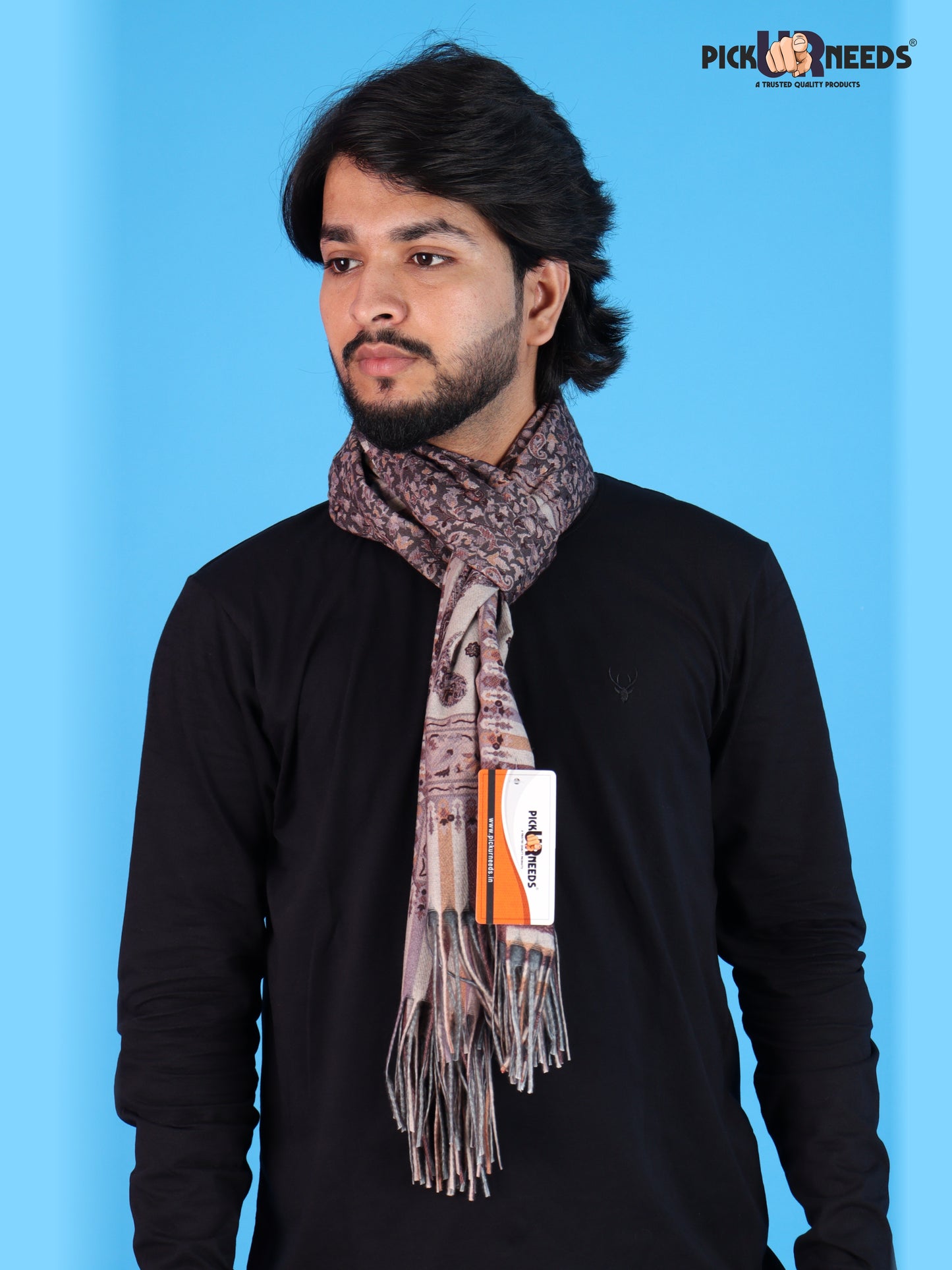 Pick Ur Needs Men’s Premium Winter Shawl Stole Stylish Paisley Print Wrap Scarf For Boys with Soft Feel & Fringed Finish