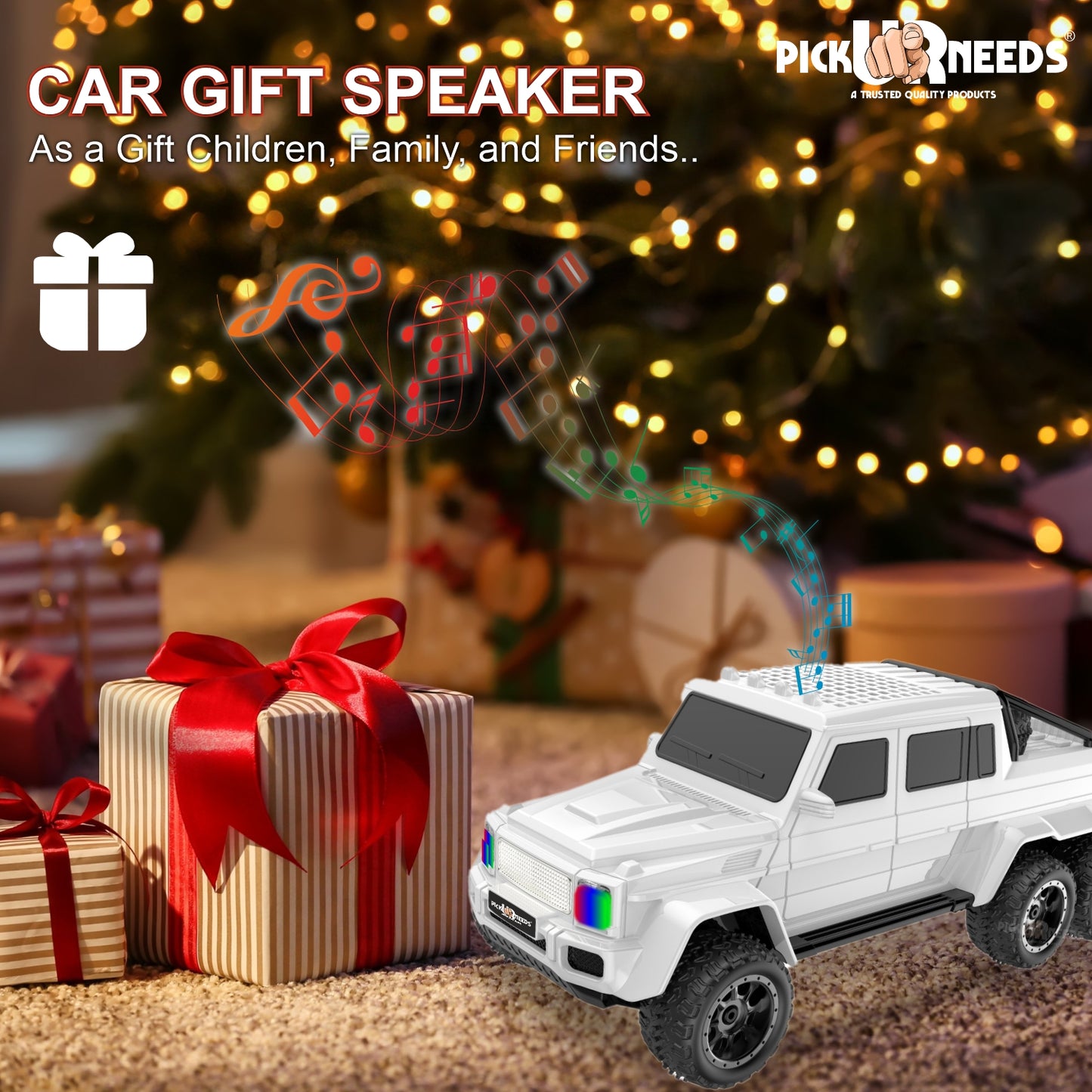 Pick Ur Needs Wireless Car Rechargeable RGB Bluetooth Speaker 12W Beat Sync Lightshow 1200mAh Battery | USB/TF/AUX/FM