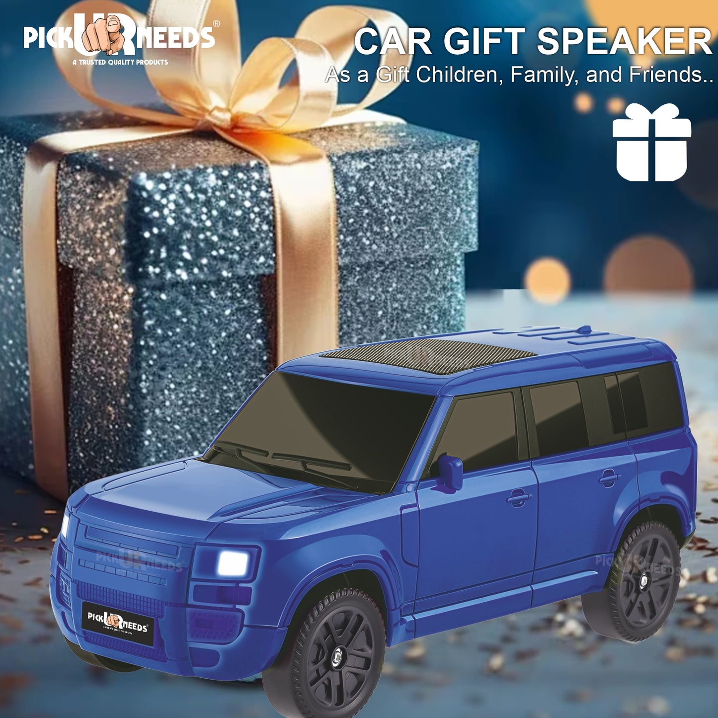 Pick Ur Needs Portable 10W Car Shape Bluetooth Wireless Speaker with Deep Bass 1200mAh Battery Support FM Radio, USB, TF Card, TWS Stylish SUV Design