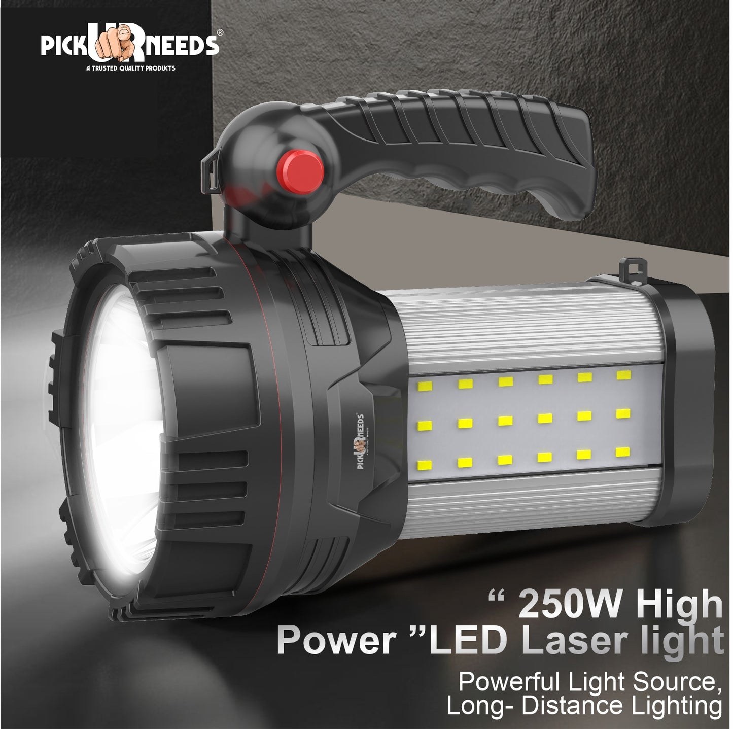 Pick Ur Needs 250W Rechargeable LED Light with 18 SMD High Power Searchlight 1500mAh 12 hrs Torch Emergency Light