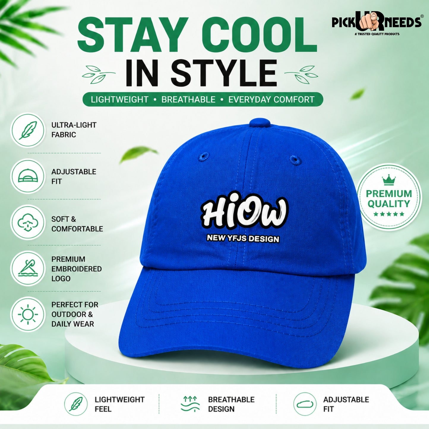 Pick Ur Needs Kids & Teenage Baseball Cap,Lightweight Breathable Fabric, Adjustable Fit, Sweat Resistant, Premium Embroidered Logo