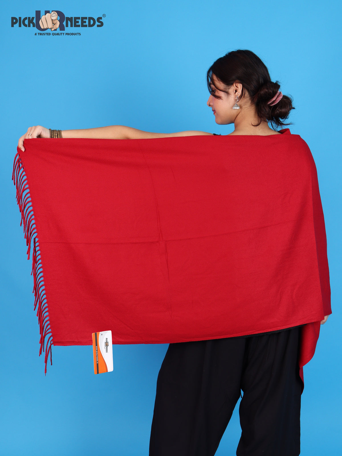 Pick Ur Needs Womens Winter Shawl Soft Warm Large Wrap Shawls with Fringe Tassels Elegant Woolen Style Stole for Girls