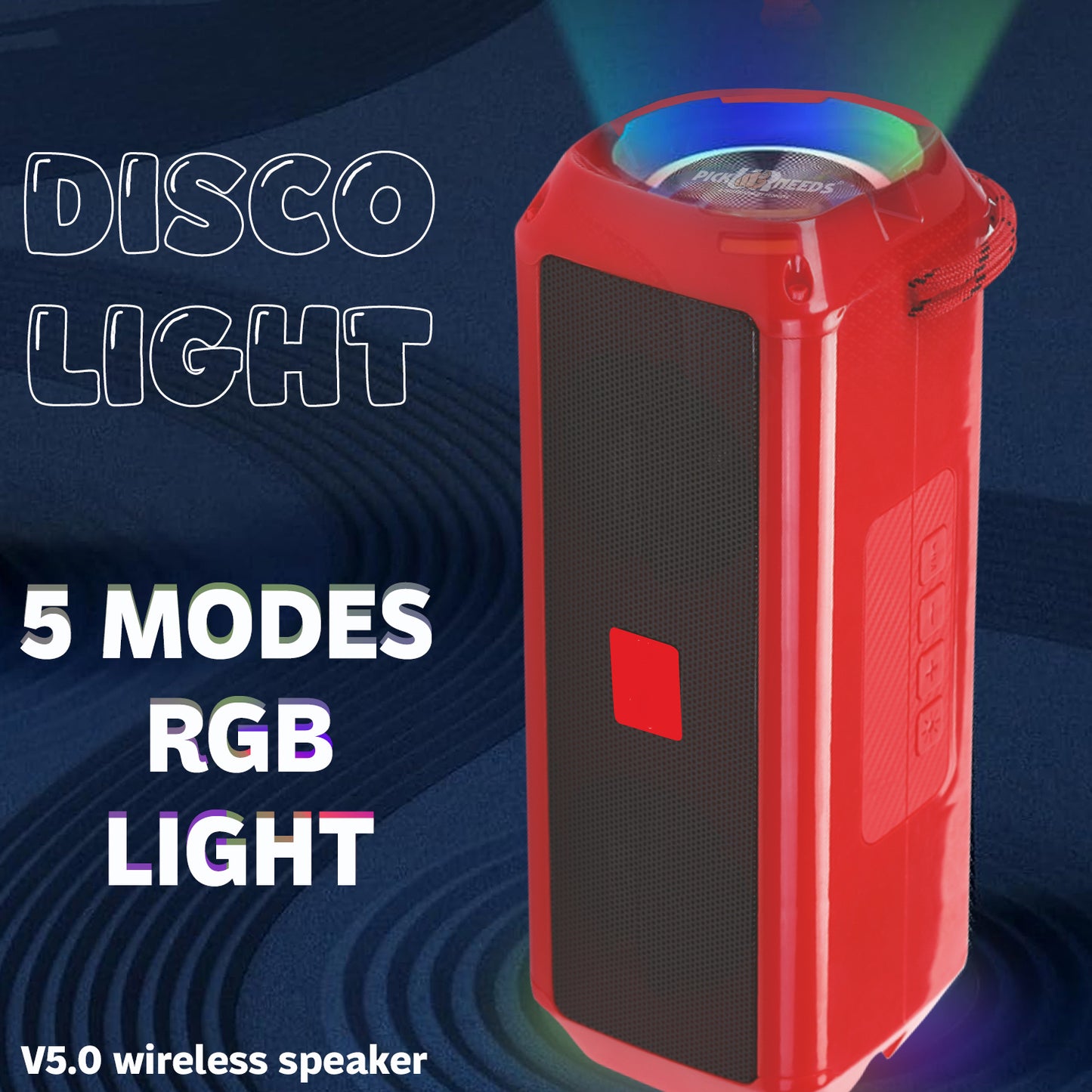 Pick Ur Needs Bluetooth 5.0 Portable Wireless Speaker with RGB Disco Light, 5 Light Modes, USB/TF Card Support & 3 Hours Playtime