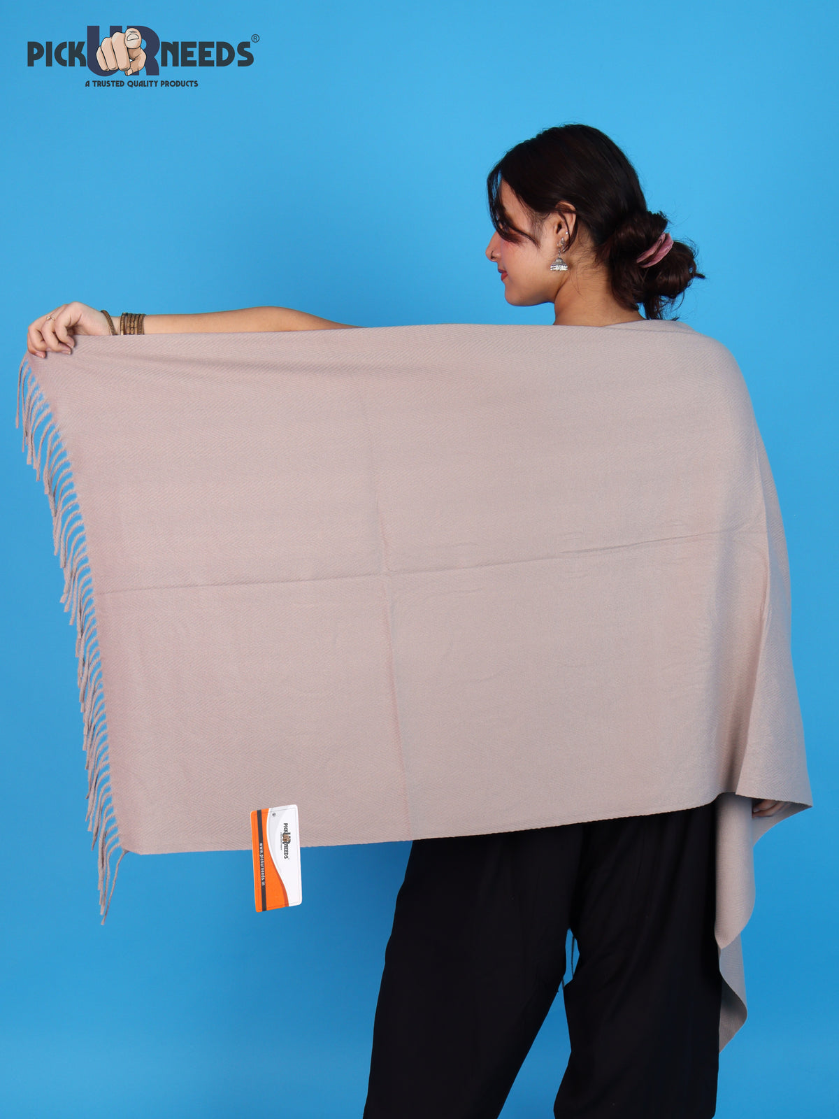 Pick Ur Needs Womens Winter Shawl Soft Warm Large Wrap Shawls with Fringe Tassels Elegant Woolen Style Stole for Girls