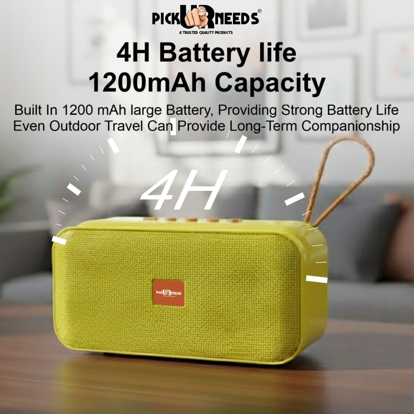 Pick Ur Needs 10W Portable Wireless Mini Bluetooth Speaker  1200mAh Battery  4H Playtime  Type-C, USB & TF Card Support