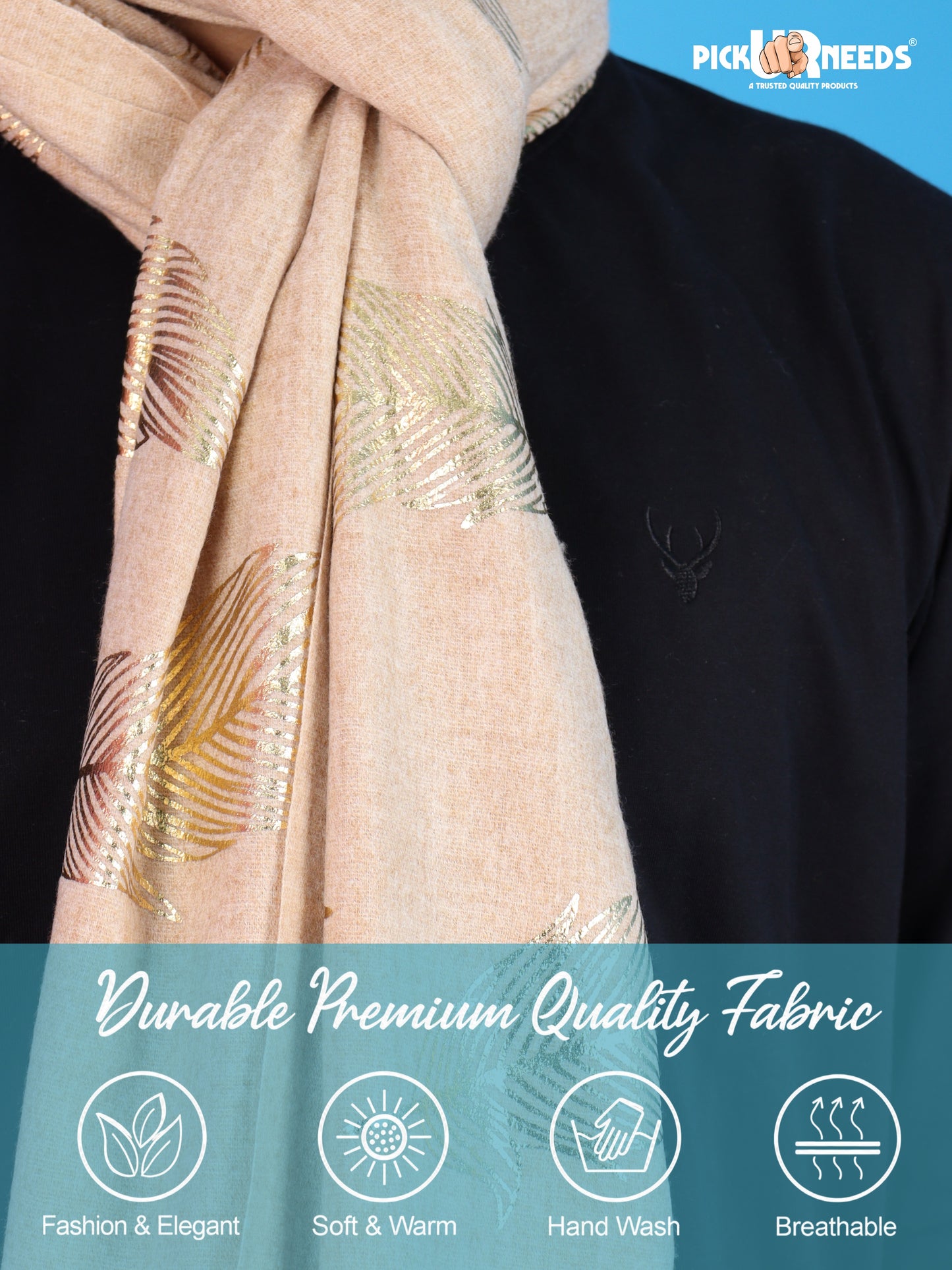 Pick Ur Needs Winter Shawl, Scarf, Stole & Muffler with Elegant Feather Print Soft Lightweight Winter Wrap for Men Stylish Scarf Stole for Kurta, Shirt For Boys