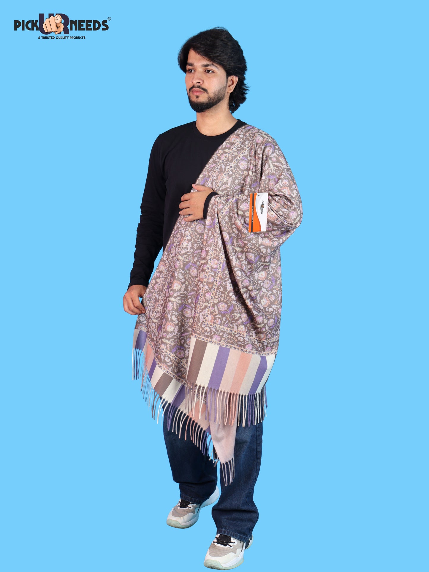 Pick Ur Needs Men’s Winter Shawl Soft Printed Warm Wrap with Fringed Ends for Casual & Formal Wear For Boys