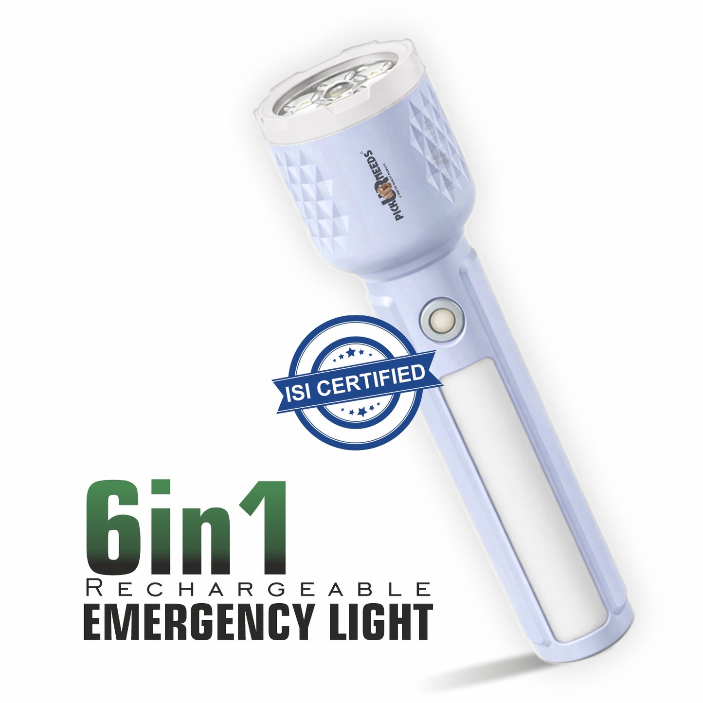 Pick Ur Needs 85W Rechargeable Emergency LED Search Torch with Flood Light | 3600mAh Battery | 6 Lighting Modes | 60W Front & 20W Side | 6H Backup