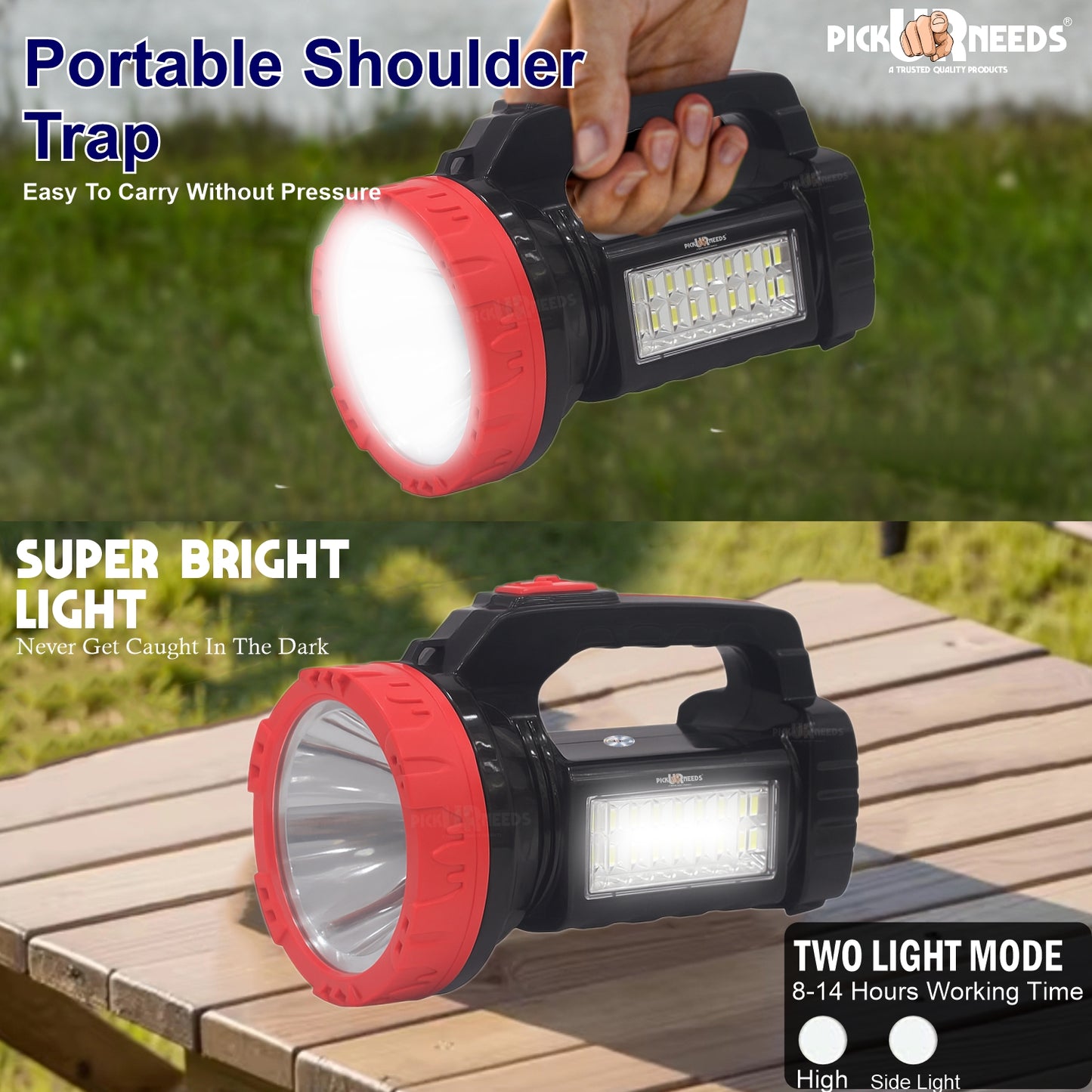 Pick Ur Needs 50W Emergency Long Range Rechargeable Search Laser with 16 SMD Bright 8 hrs Torch Emergency Light (Red, Black)