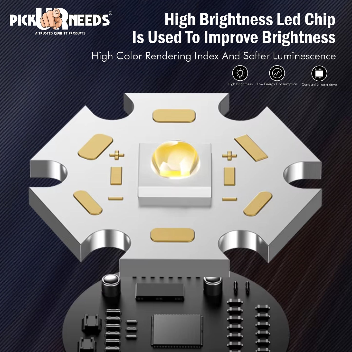 Pick Ur Needs 50W Long Range Rechargeable Search Laser with 1500mAh Battery, 18 SMD Bright 8 hrs Torch Emergency Light  (Yellow)