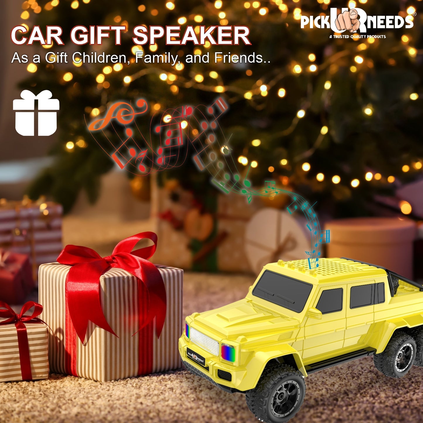 Pick Ur Needs Wireless Car Rechargeable RGB Bluetooth Speaker 12W Beat Sync Lightshow 1200mAh Battery | USB/TF/AUX/FM