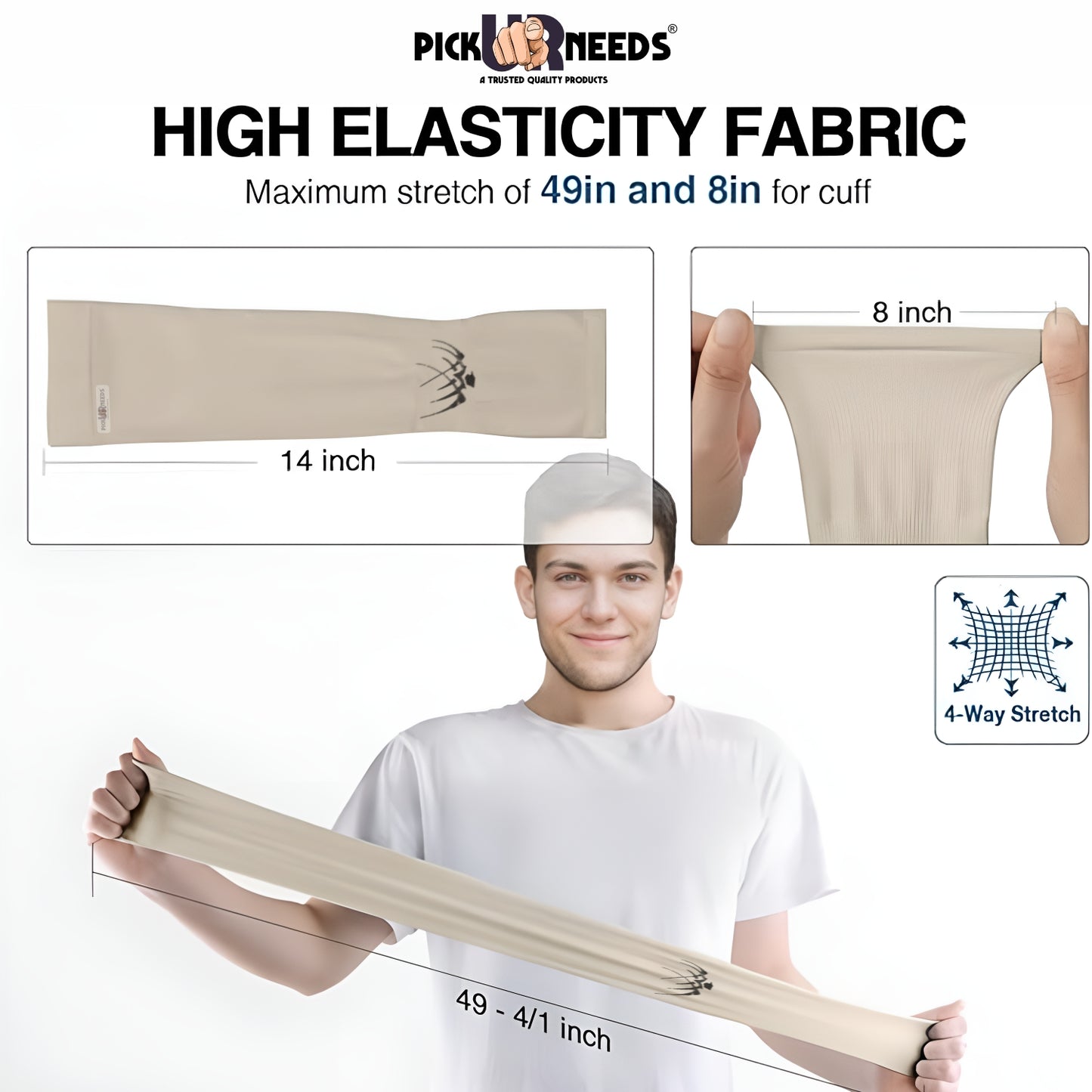 Pick Ur Needs UV Protection Arm Sleeves with Thumb Holes, Nylon Sun Protection Hand Cover for Running and Cycling, Unisex