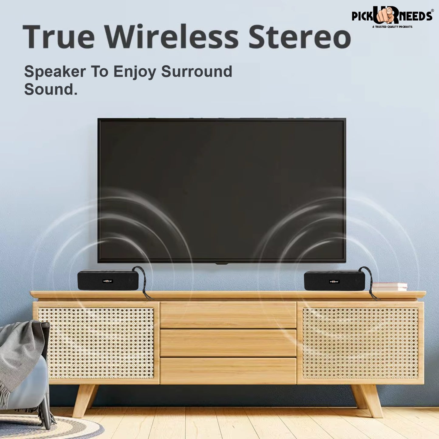 Pick Ur Needs Rechargeable Wireless 10W Bluetooth Speaker with 1800mAh Battery,FM Radio, AUX, TF Card, 6hrs Playtime