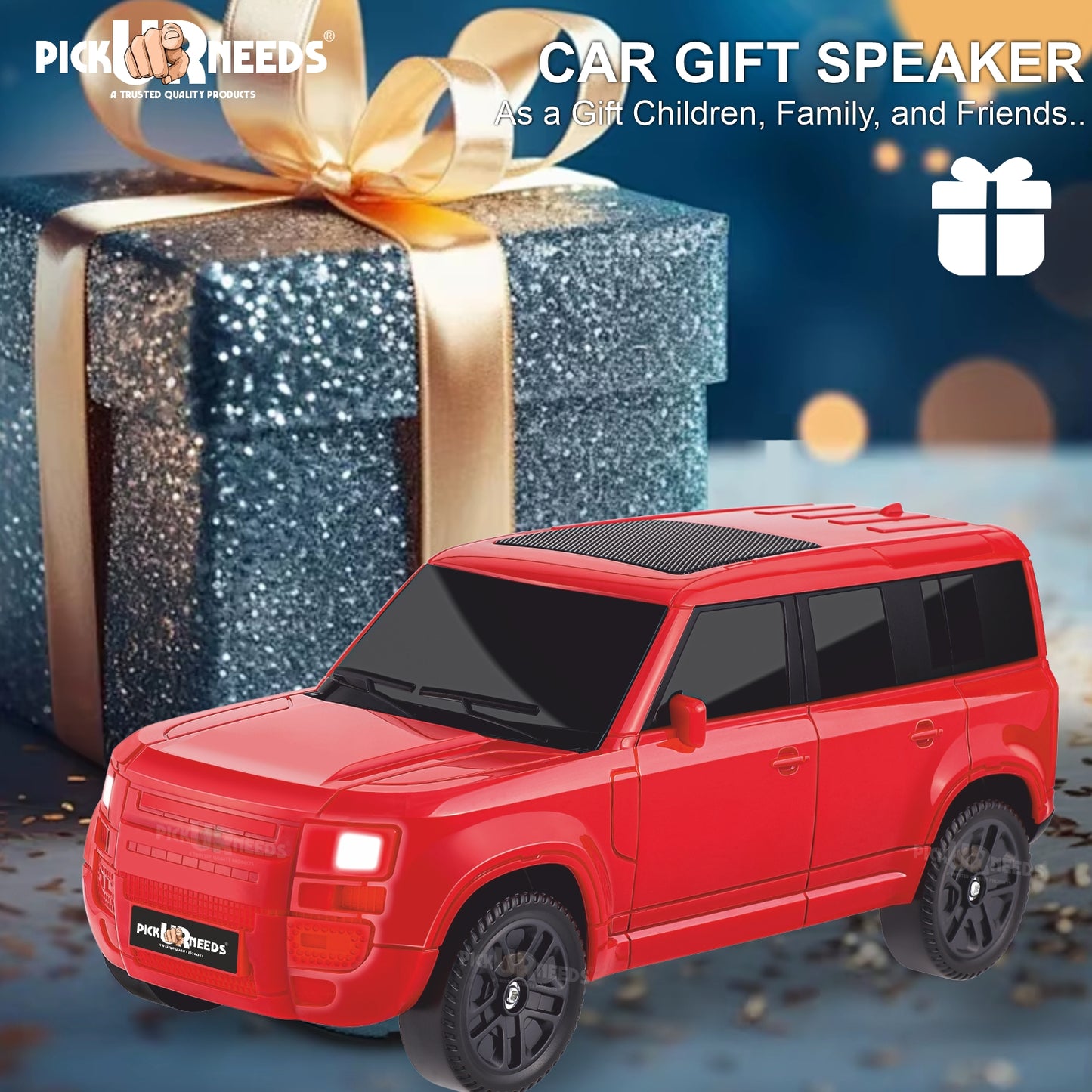 Pick Ur Needs Portable 10W Car Shape Bluetooth Wireless Speaker with Deep Bass 1200mAh Battery Support FM Radio, USB, TF Card, TWS Stylish SUV Design