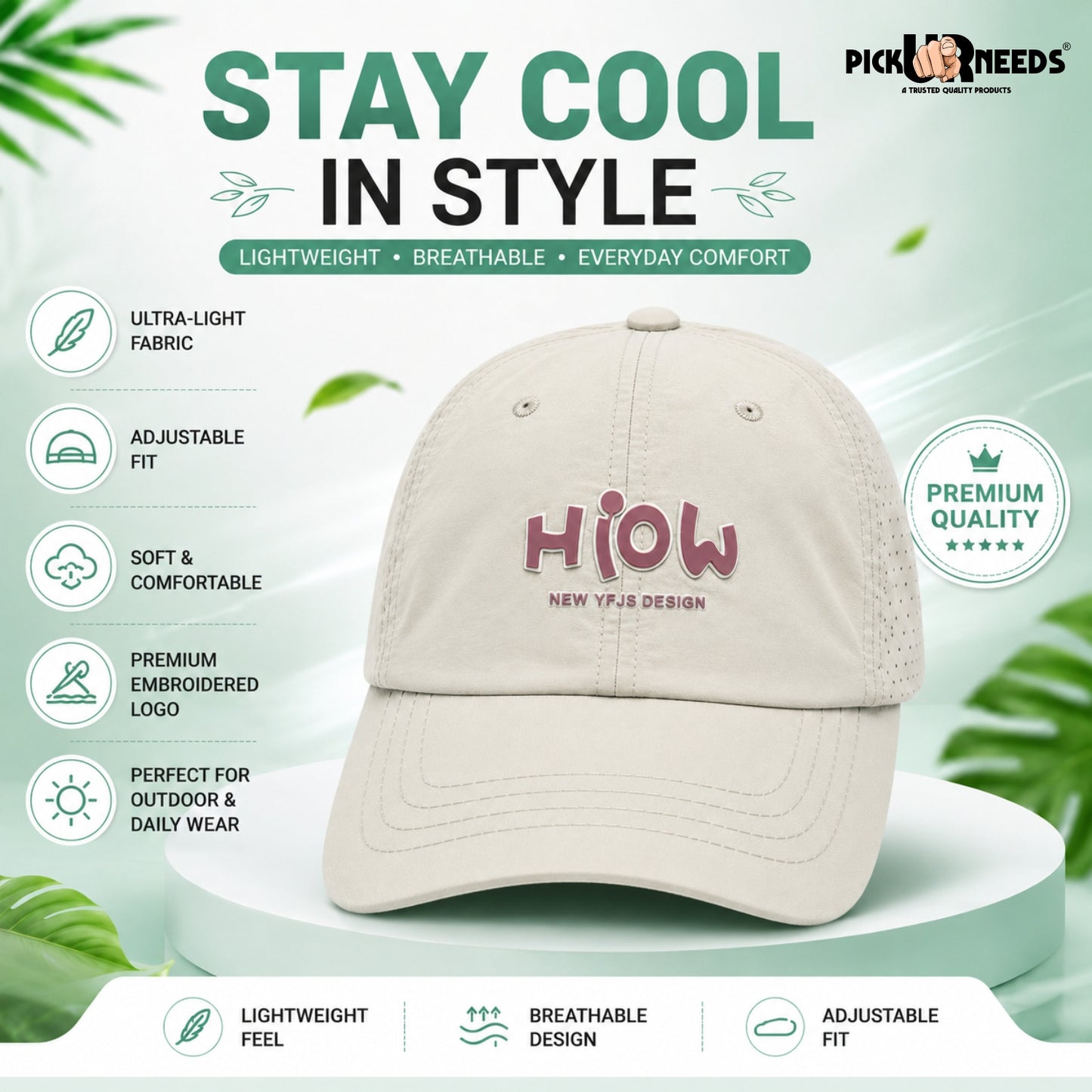 Pick Ur Needs Kids & Teenage Baseball Cap,Lightweight Breathable Fabric, Adjustable Fit, Sweat Resistant, Premium Embroidered Logo