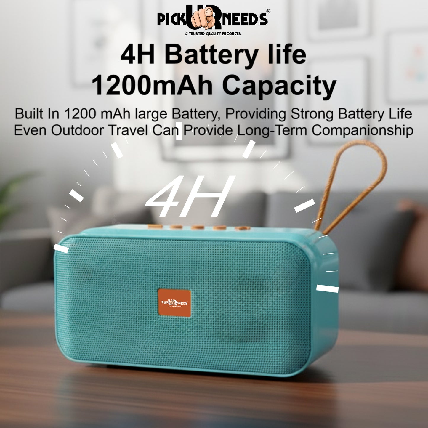 Pick Ur Needs 10W Portable Wireless Mini Bluetooth Speaker  1200mAh Battery  4H Playtime  Type-C, USB & TF Card Support