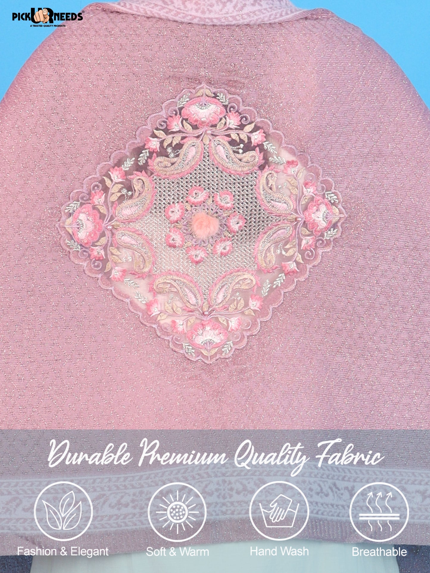 Pick Ur Needs Women’s Winter Shawl with Elegant Floral Pattern & Decorative Border Soft Warm Fashion Wrap for Women & Girls