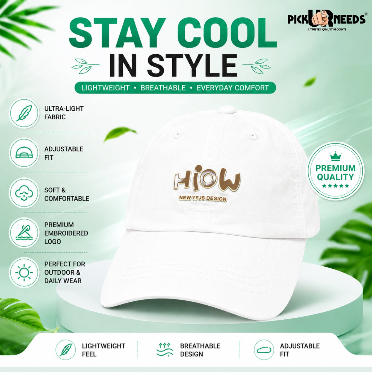 Pick Ur Needs Kids & Teenage Baseball Cap,Lightweight Breathable Fabric, Adjustable Fit, Sweat Resistant, Premium Embroidered Logo