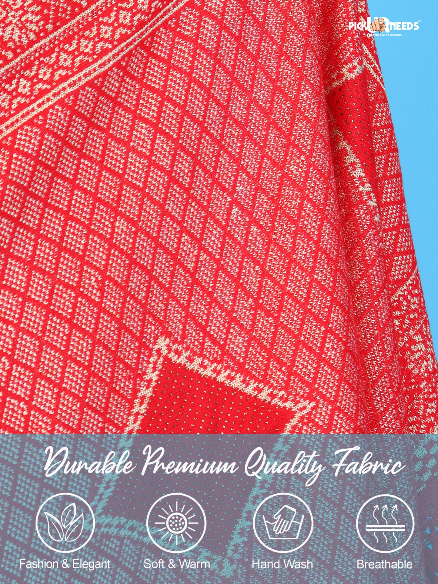 Pick Ur Needs Women & Girls Designer Shawl Stole with Elegant Woven Floral & Geometric Pattern, Soft Warm Winter Wrap with Fringed Border, Stylish Shoulder Scarf for Ladies