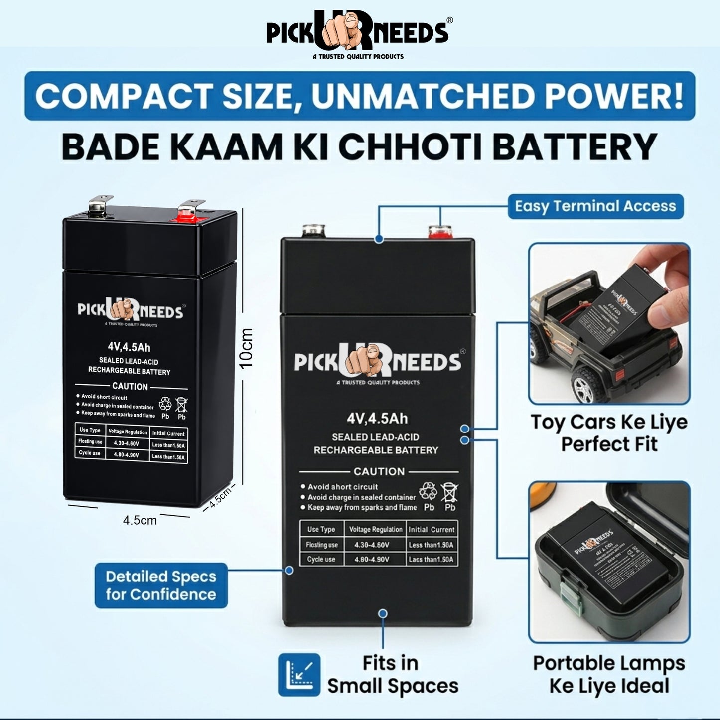 Pick Ur Needs 4500mAH Emergency Light Rechargeable Lead Acid   Battery