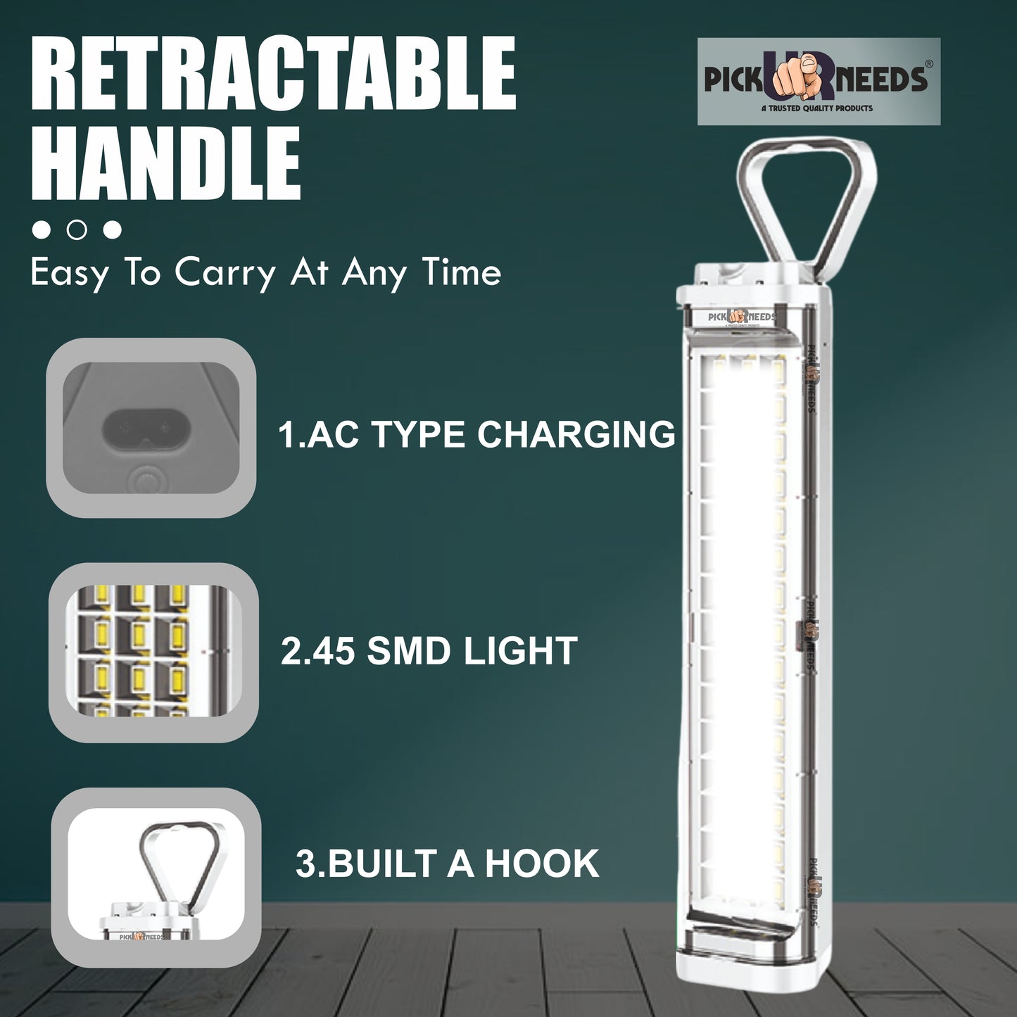 Pick Ur Needs Chargeable Emergency Light Touch Sensor On / Off 45 SMD High Bright LED 1600 mAh 5 hrs Flood Lamp Emergency Light  (Blue)