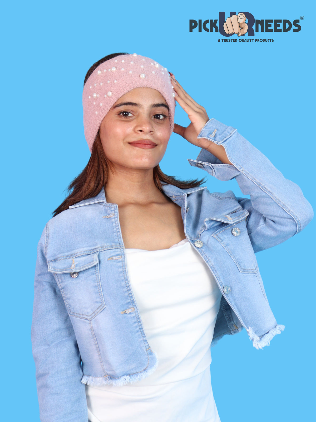 Pick Ur Needs Stylish & Cozy Pearl Embellished Winter Headband