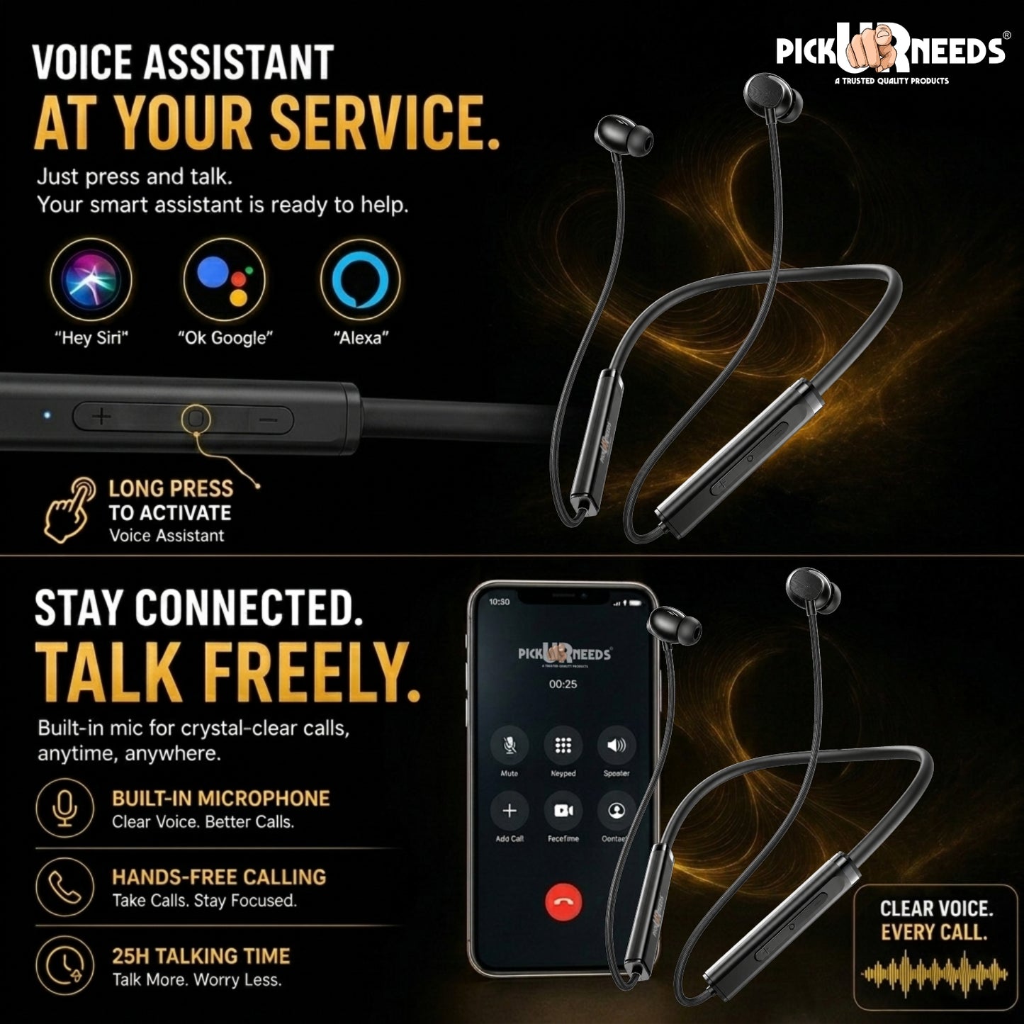 Premium Wireless Bluetooth Neckband Earbuds with HD Sound & Comfortable Fit