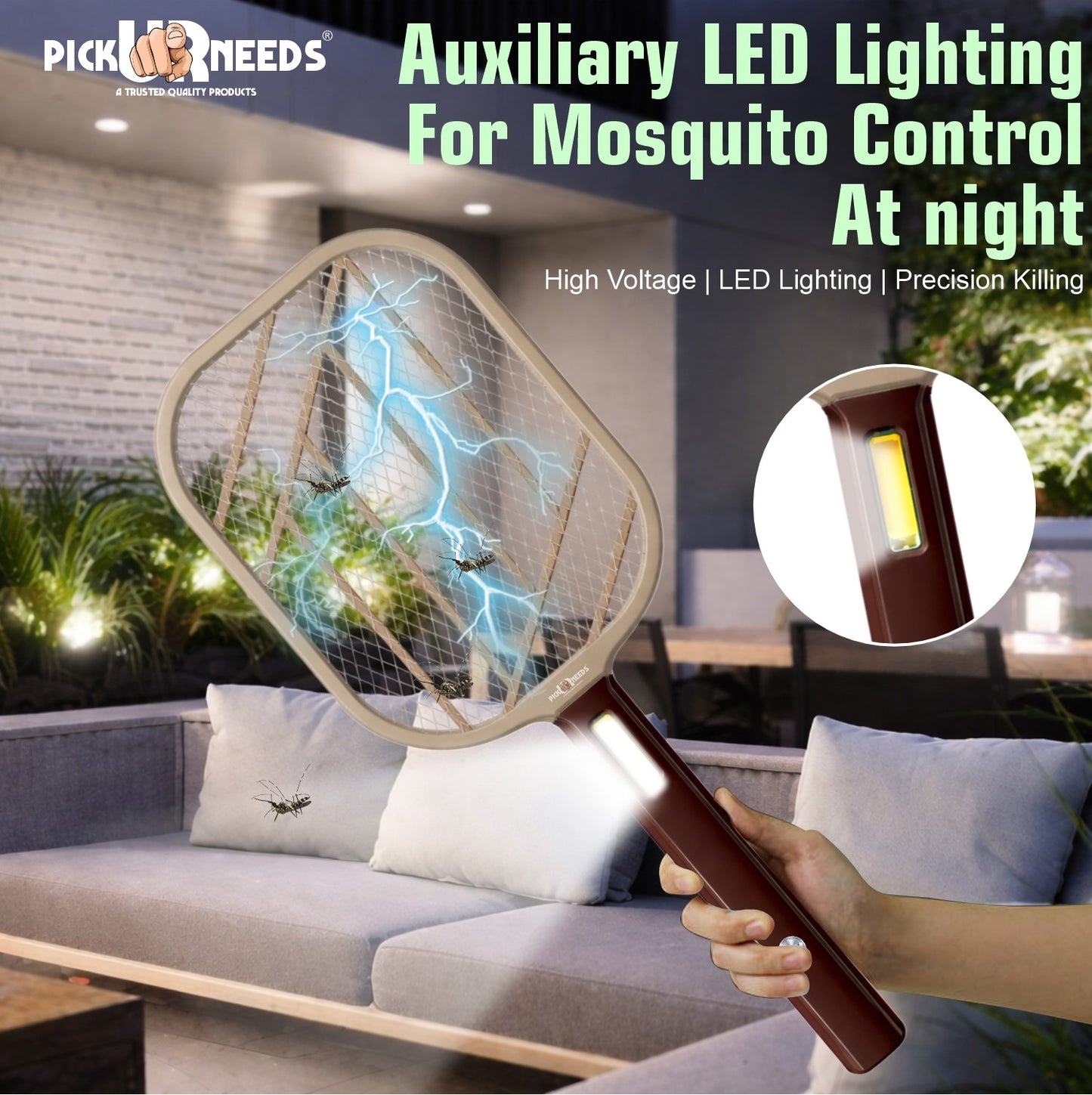 Pick Ur Needs Mosquito Bat/Racket Rechargeable Electric Insect Killer for Indoor Outdoor Use