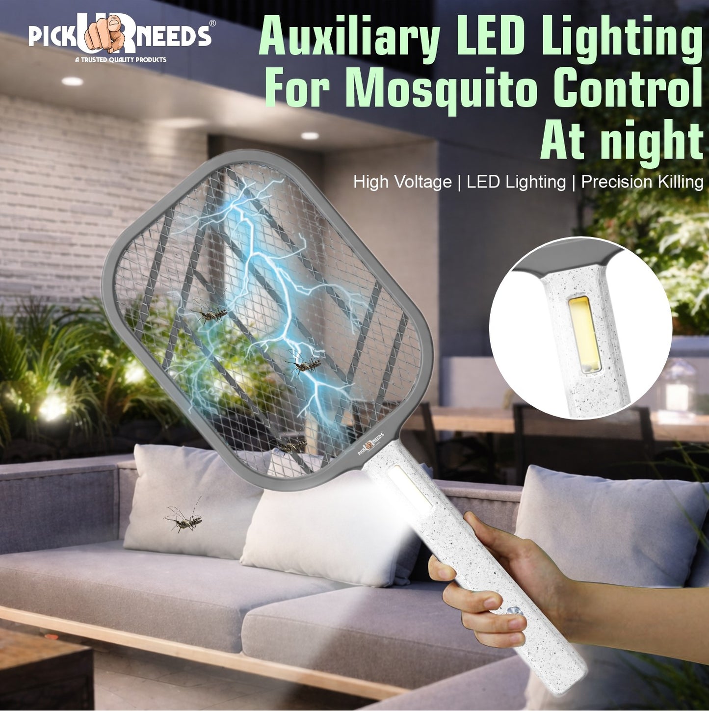 Pick Ur Needs Mosquito Bat/Racket Rechargeable Electric Insect Killer for Indoor Outdoor Use