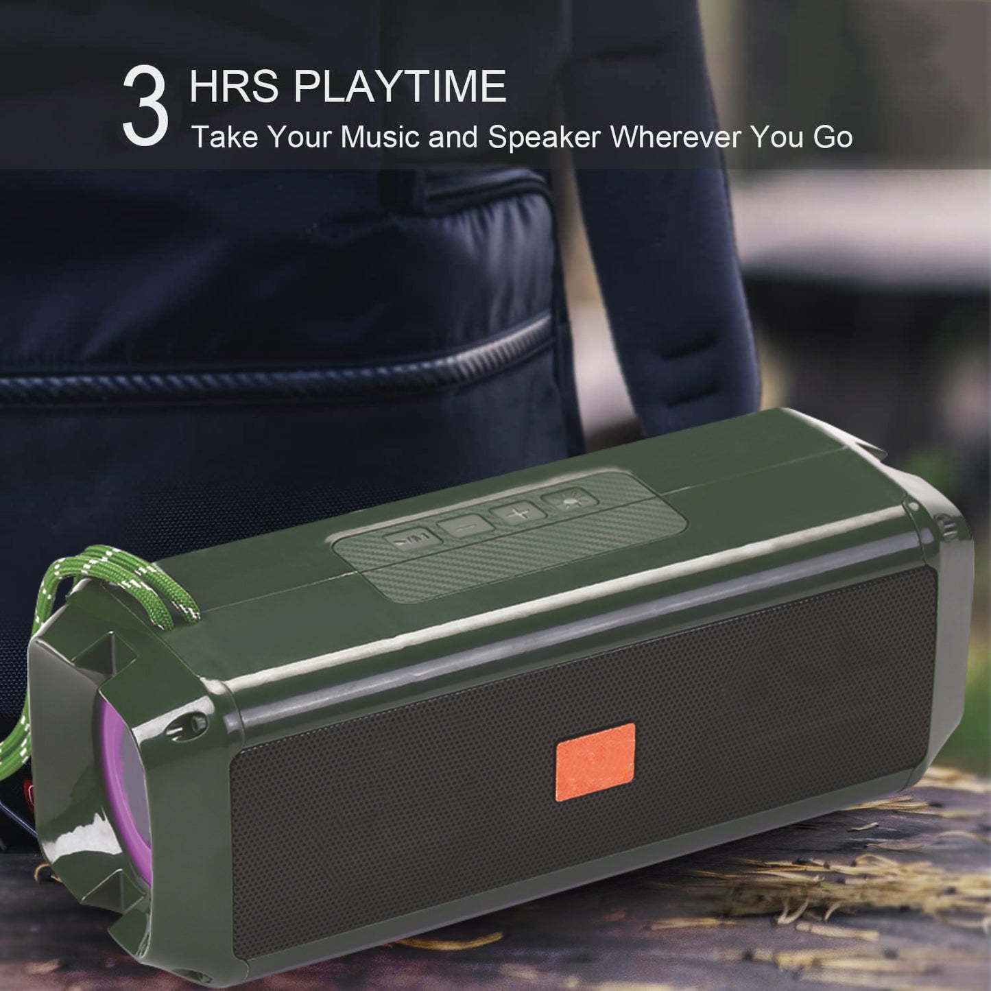 Pick Ur Needs Bluetooth 5.0 Portable Wireless Speaker with RGB Disco Light, 5 Light Modes, USB/TF Card Support & 3 Hours Playtime
