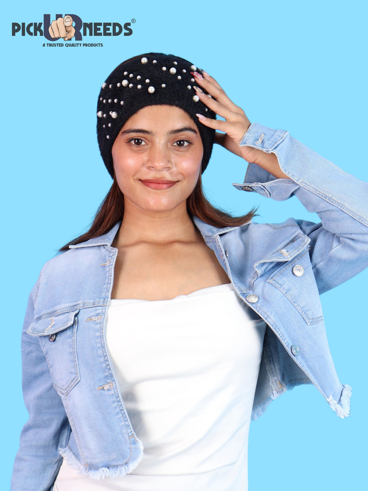 Pick Ur Needs Stylish & Cozy Pearl Embellished Winter Headband