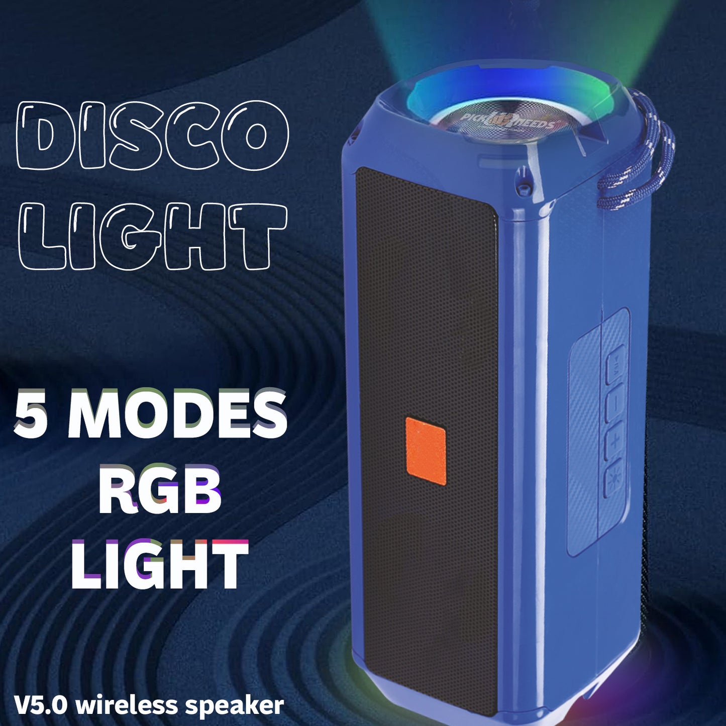 Pick Ur Needs Bluetooth 5.0 Portable Wireless Speaker with RGB Disco Light, 5 Light Modes, USB/TF Card Support & 3 Hours Playtime
