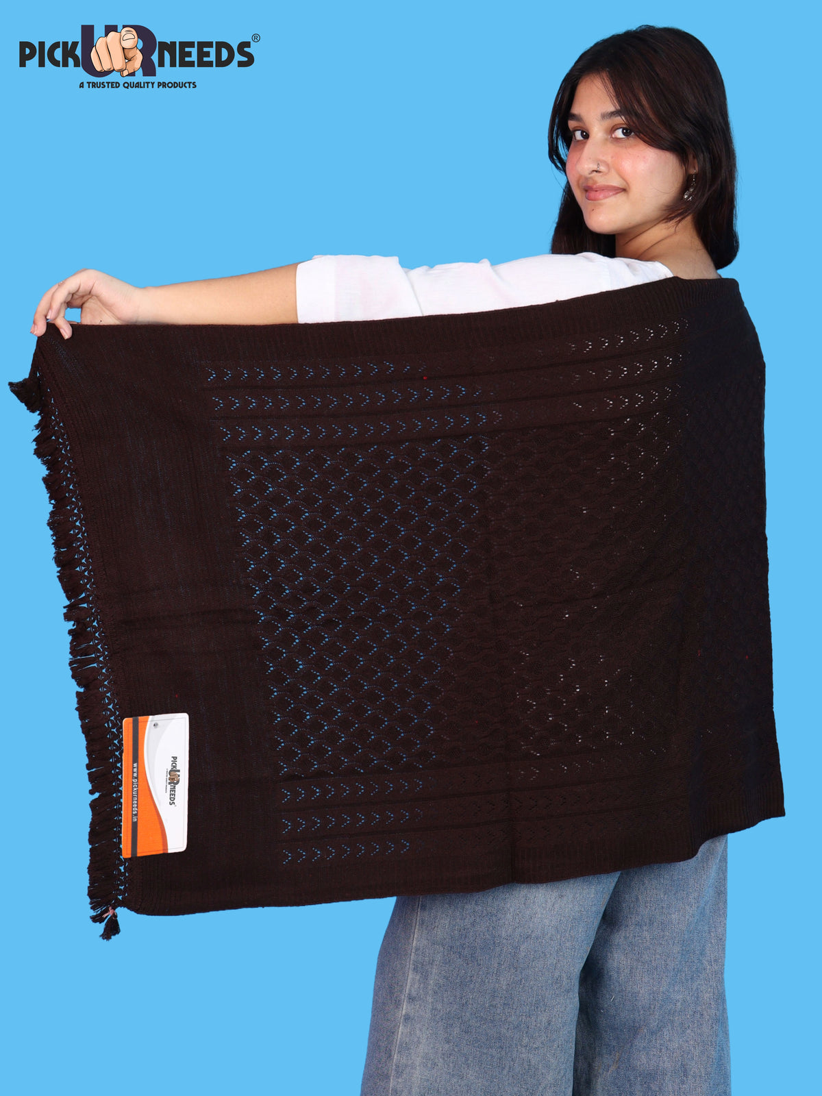 Pick Ur Needs Wool Self Design Women Shawl