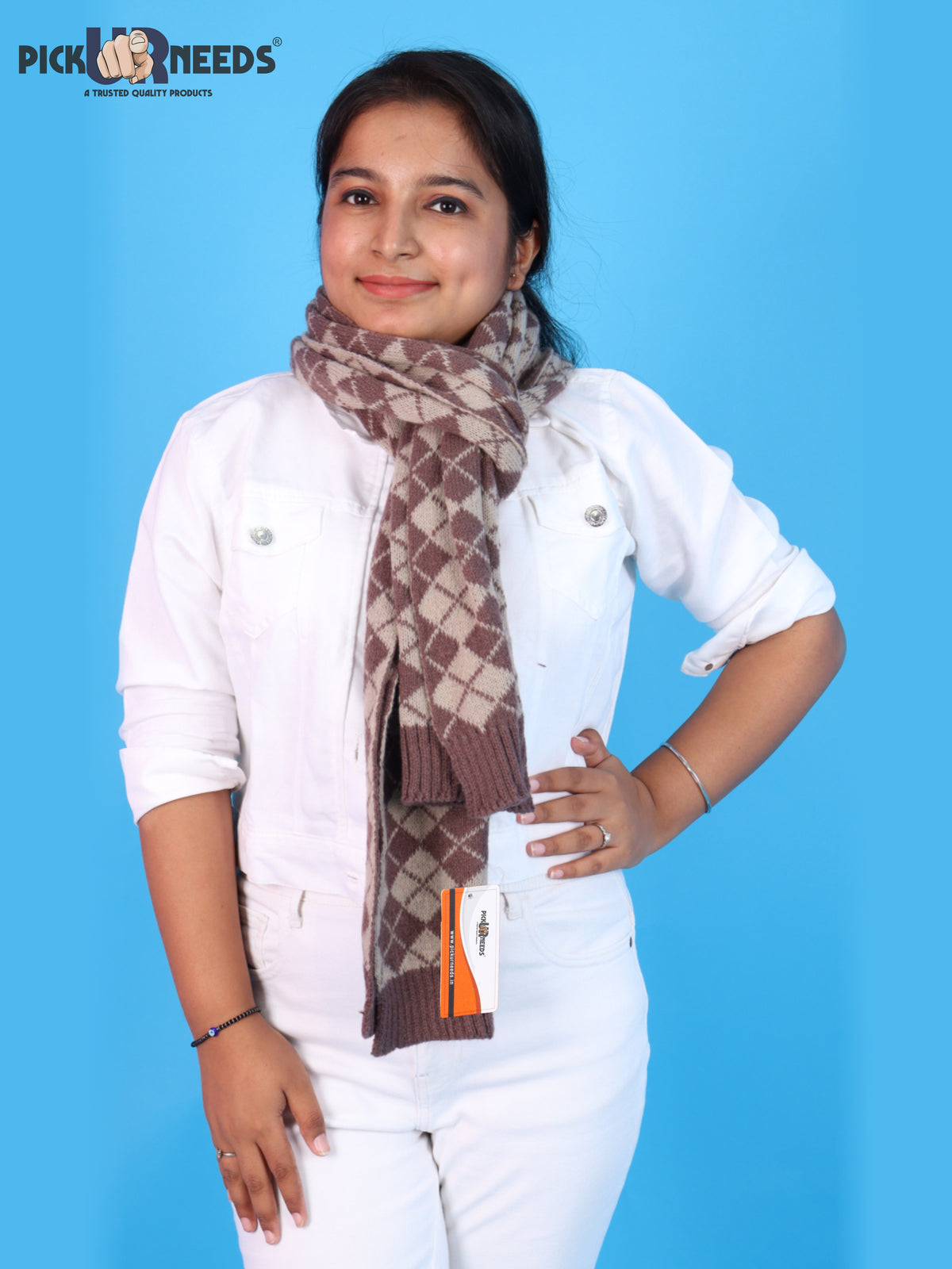 Pick Ur Needs Classic Checkered Woolen Scarf for Winter Warm Muffler Soft, Cozy & Stylish Cold Weather Wrap For Women